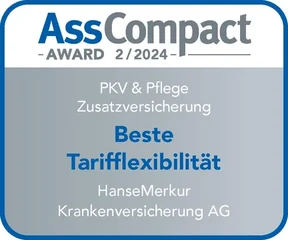 AssCompact Award 2/2024: Beste Tarifflexibilität, PKV und Pflege Zusatzversicherung, HanseMerkur Krankenversicherung AG